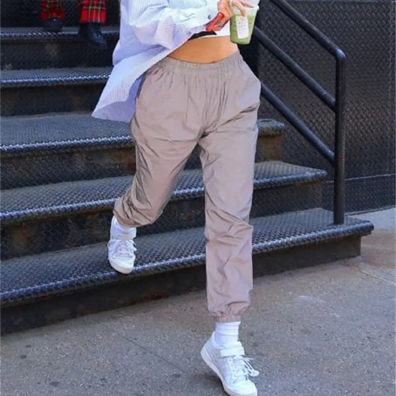 Reflective Ankle Pants, Harem Pants, Cropped Pants