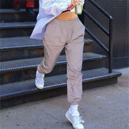 Reflective Ankle Pants, Harem Pants, Cropped Pants